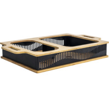 Zwarte plantenbak met bamboe frame