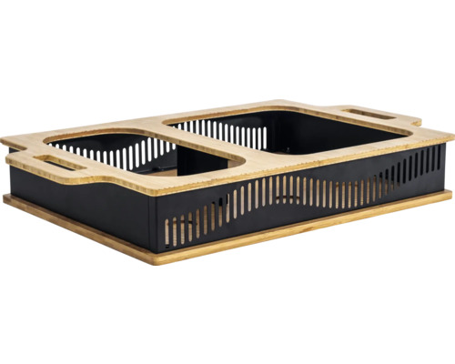 Zwarte plantenbak met bamboe frame