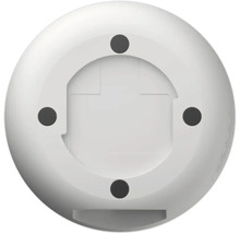 Onderkant van een rond, wit apparaat met vier montagepunten