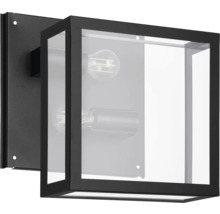 Zwarte buitenwandlamp met glazen inzetstuk