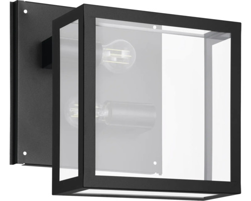 Zwarte buitenwandlamp met glazen inzetstuk