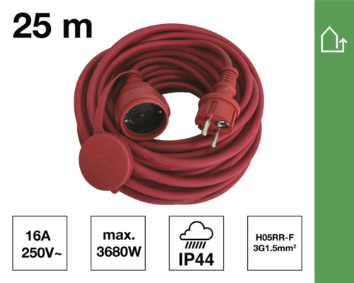 25 meter lange rubberen slanggeleiding met stekker en koppeling