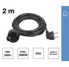 Verlengsnoer van twee meter met stekker en contactdoos