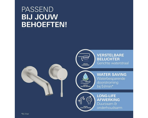 Grohe kraan met waterbesparende functie en duurzame afwerking