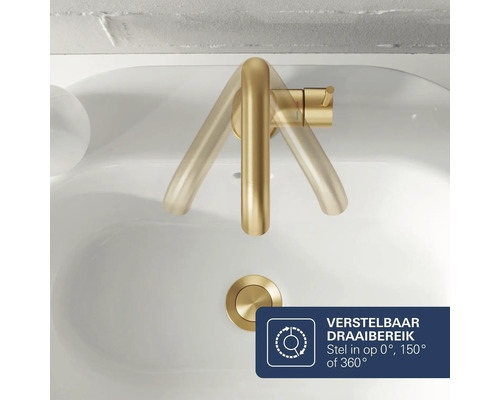 Verstelbaar draaibereik van een badkraan