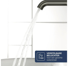 Waterkraan met verstelbare beluchter voor een gerichte waterstraal