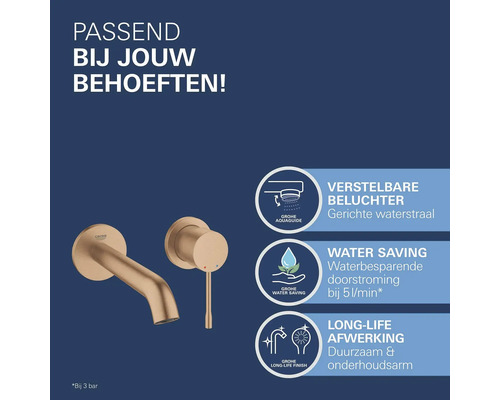 Grohe kraan met waterbesparingsfunctie en verstelbare straal