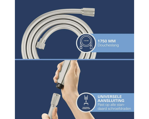 Doucheslang met een lengte van 1750 millimeter en universele aansluiting