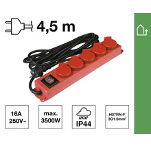 Verlengsnoer met vijf stopcontacten en een kabel van 4,5 meter