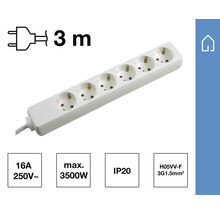 Verlengdoos met vijf stopcontacten en een kabel van drie meter