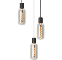 Hanglamp met drie glazen lampen en gloeidraden