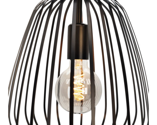 Hanglamp met decoratieve kooikap en gloeilamp