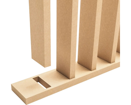 Houten constructie met rechthoekige uitsparingen