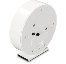 Achteraanzicht van een ronde wekker met schakelaars