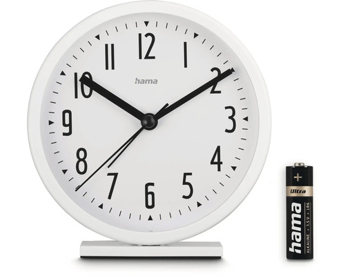 Witte Hama wekker met batterij