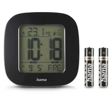 Radiogestuurde wekker met temperatuurweergave en twee batterijen