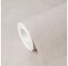 Rol vliesbehang met een fijne, verticale structuur in de kleur beige.