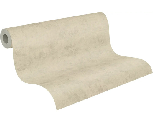 Vliesbehang in beige betonlook met gestructureerd oppervlak, behangrol