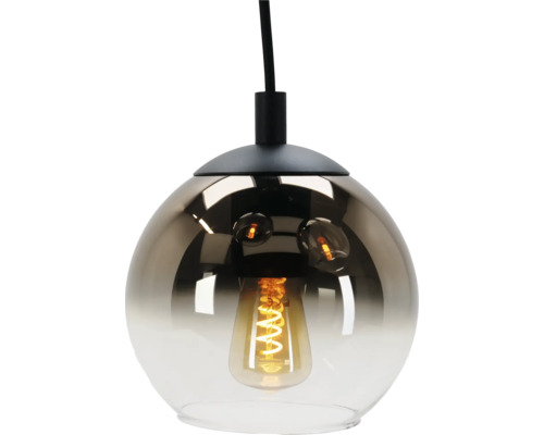 Hanglamp met ronde glazen kap en gloeilamp