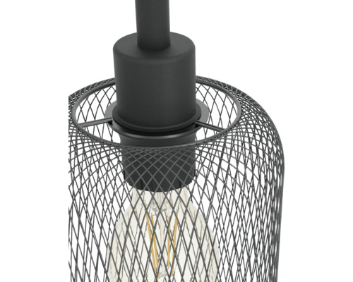 Detailopname van een hanglamp met draadkap