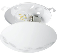 Plafondlamp met bladmotief en gloeilamp