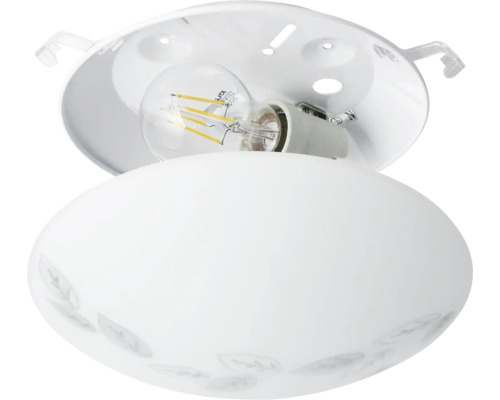 Plafondlamp met bladmotief en gloeilamp