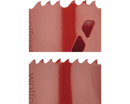 Detailweergave van een gatzag met tanden en uitsparingen.