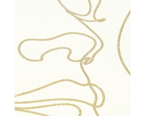 Vliesbehang met one-line-art patroon en gestructureerd oppervlak.