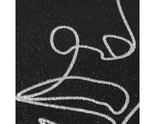 Detail van gestructureerd behang met een abstract metallic lijnpatroon.