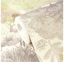 Behangrol met natuurmotief, landschap met bomen en grassen, gestructureerd oppervlak