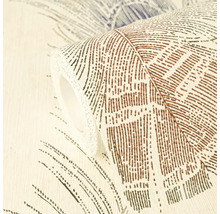 Rol vliesbehang met fijne structuur en abstract verendessin.