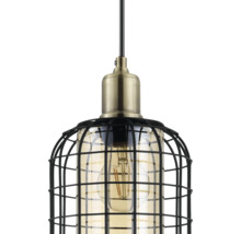 Hanglamp met metalen kooi en gloeilamp