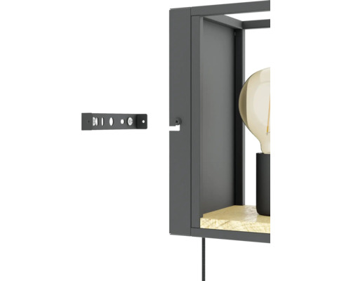 Gedetailleerde weergave van een plank met wandmontage