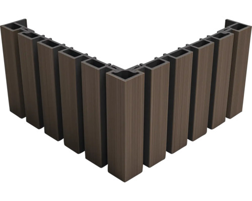 WPC gevelbekledingselementen in een hoek