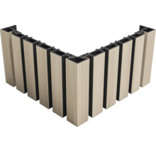 Hoekweergave van houten wandpanelen