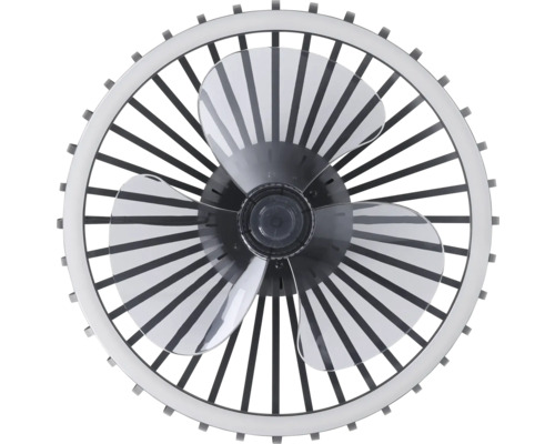 Plafondventilator met drie bladen en lampenring