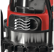 Gedetailleerde weergave van een nat- en droogzuiger met luchtafgifte en blaasfunctie