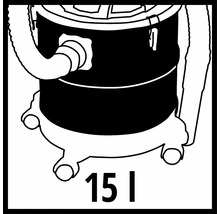 Symbool voor nat- en droogzuiger met een volume van 15 liter