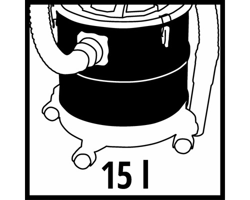Symbool voor nat- en droogzuiger met een volume van 15 liter