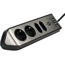 Verlengsnoer met contactdozen en USB-poorten