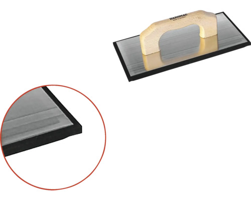 Pleisterspaan met houten handvat en zwarte rubberen bekleding