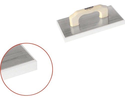 Rechthoekige pleisterspaan met houten handgreep voor stucwerkzaamheden