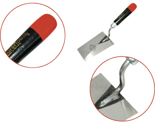 Metselwerk troffel met metalen blad en houten handvat