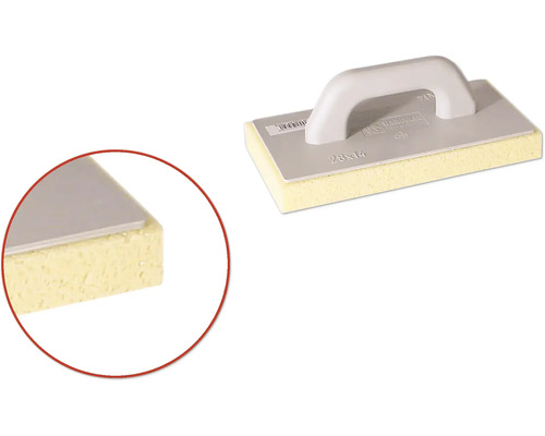 Sponsbord met handgreep en afmetingen 28x14 centimeter.