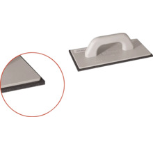 Gladde spaan met handvat en sponsbord, 28 bij 14 centimeter, detailopname