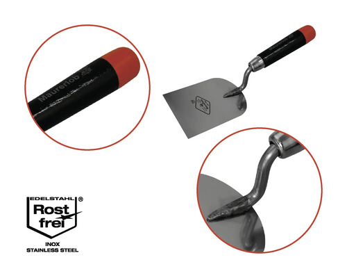 Maurerlob plamuurmes met roestvrijstalen blad en kunststof handvat