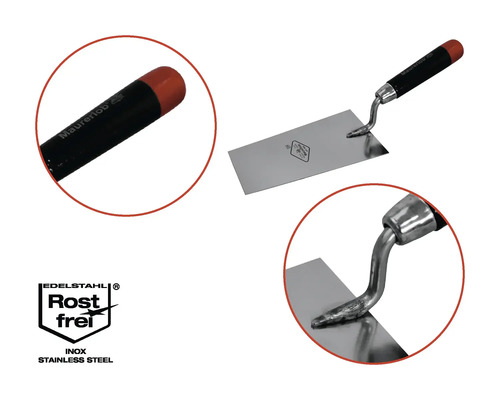Maurerlob plamuurmes met roestvrijstalen blad en kunststof handgreep