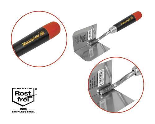 Maurerlob hoekspatel van roestvrij staal met kunststof handvat