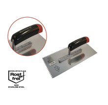 Maurerlob getande spaan van roestvrij staal met kunststof handvat