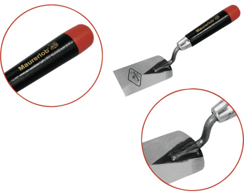 Metselspaan met houten handvat en metalen blad